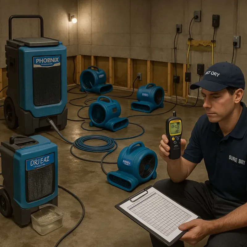 Structural Drying and Dehumidification process in Sesser, IL